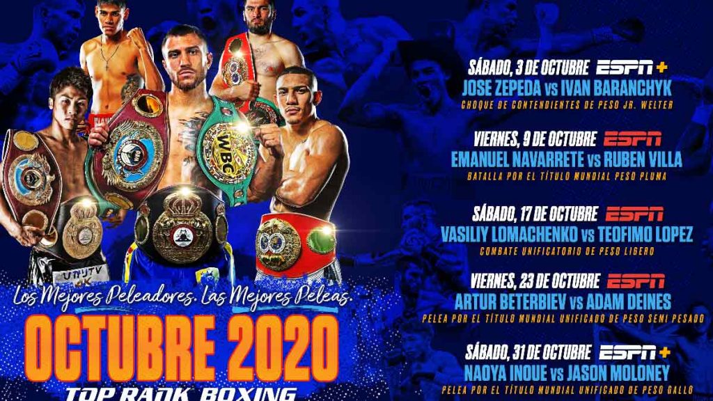 Top Rank presente un Octubre 2020 lleno de estrellas