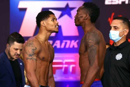 Shakur Stevenson vs. Jeremiah Nakathila (Mikey Williams (Top Rank vía Getty Images))