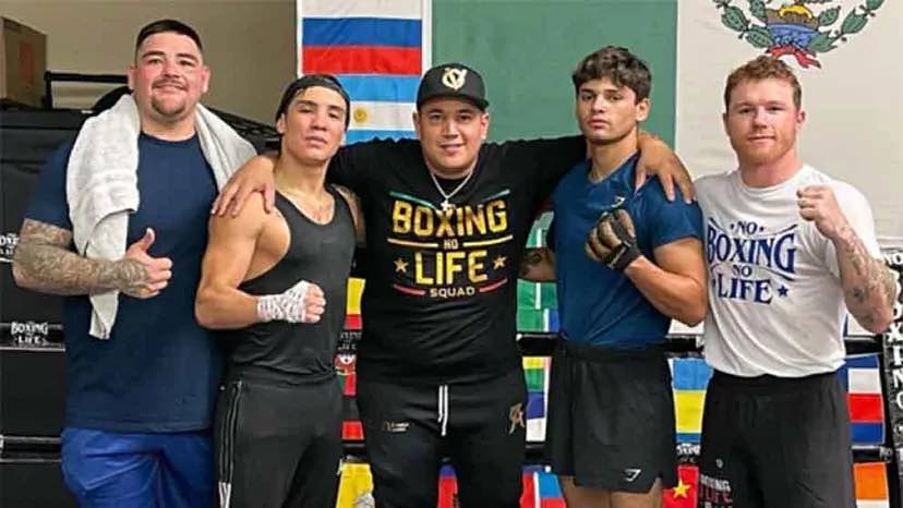 Andy Ruiz, Valdez, Reynoso, Ryan García y Canelo (Foto: @caneloteam)