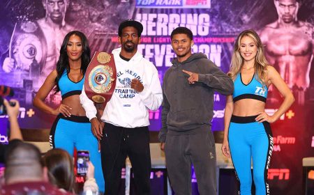 Jamell Herring vs .Shakur Stevenson (Cortesía: Mikey Williams/Top Rank vía Getty Images)