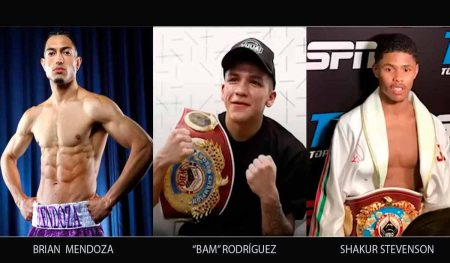 BRIAN MENDOZA, "BAM" RODRÍGUEZ Y SHAKUR STEVENSON