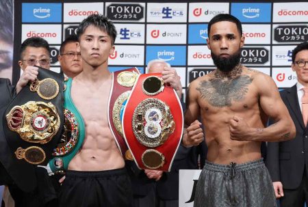 Naoya Inoue y Luis Nery en el pesaje